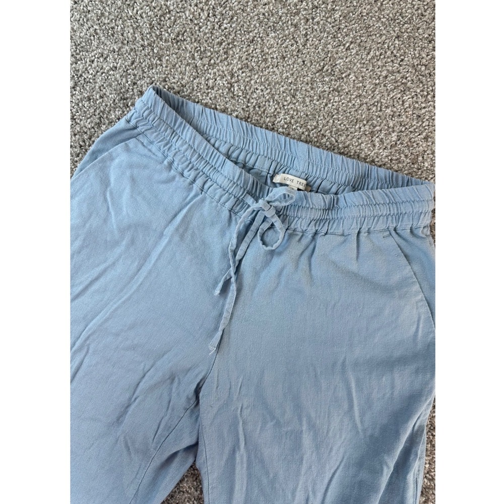 Love Tree Cropped Pants Womens S Blue Linen Straight Leg Lagenlook Fisherman